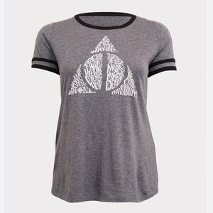 Torrid Harry Potter Deathly Hallows Dark Grey Ringer Top 3X